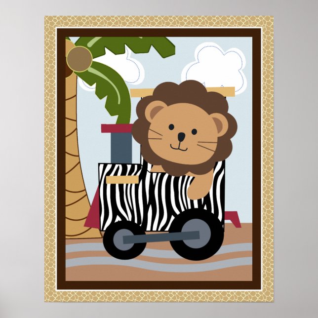 Safari Train Animal Nursery Art Poster (Frente)