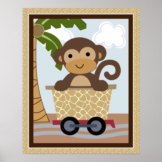 Safari Train Animals Nursery Art Poster (Frente)