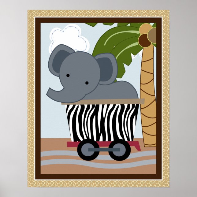 Safari Train Animals Nursery Art Poster (Frente)