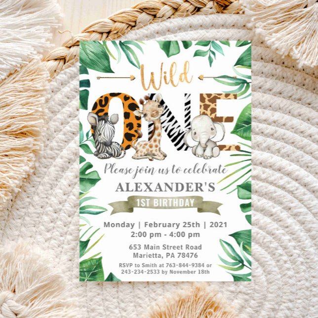 Safari Wild One Convite de aniversário (Criador carregado)