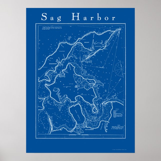 Sag Harbor, Poster de Gráfico Náutico de Nova Iorq (Frente)
