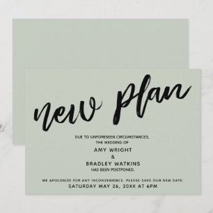 Sage Anúncio de Casamento Adiado Cartão de Novo Pl