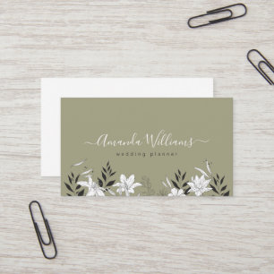 Sage Boho Floral Design Cartão de visita