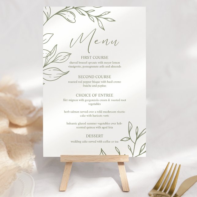 Sage Boho Flowers Boho Menu Casamento (Criador carregado)