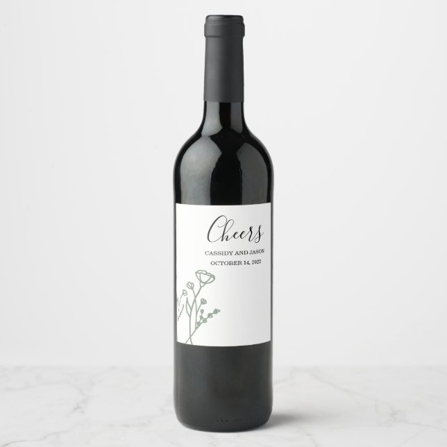 Sage da Etiqueta de Vinho de Casamento (Frente)