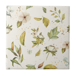 Sage, Dourado, Cream Floral Imagem Clara