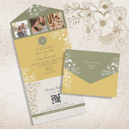 Sage e Amarelo Floral Casamento de Primavera