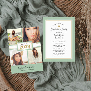 Sage e Dourado  4 Convite Para A Graduação De Fo