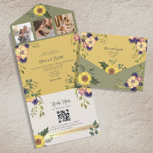 Sage e Girassol Amarelo Casamento