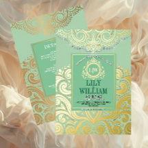 Sage Elegante Artdeco Diamante Monograma Casamento