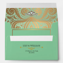 Sage Elegante Artdeco Diamante Ouro Casamento