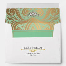 Sage Elegante Artdeco Diamante Ouro Casamento