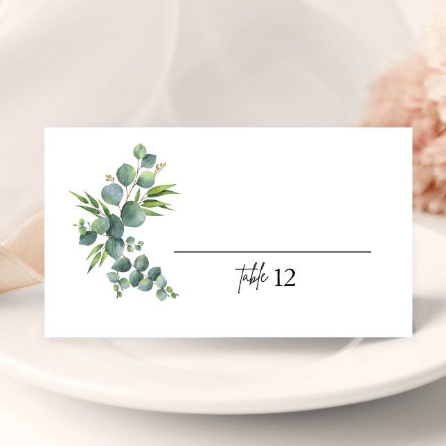 Sage Eucalyptus Woodland Wedding Place Card (Criador carregado)