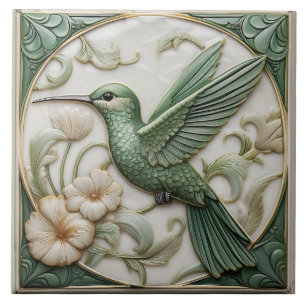Sage Faux alivio Art Nouveau Hummingbird