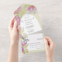 Sage Floral Elegante Verde E Rosa