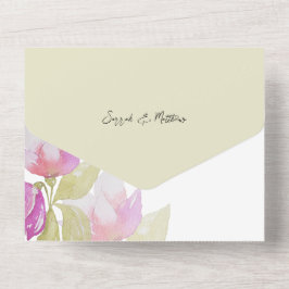 Sage Floral Elegante Verde E Rosa