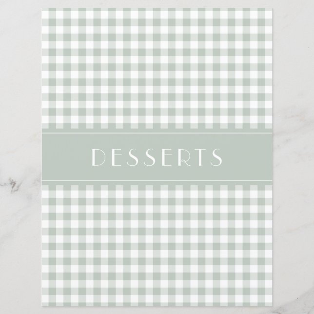 Sage Gingham Farmhouse Family Recipe Organizers (Frente)