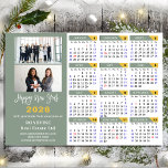 Sage Green 2026 Calendar Business 2 Foto Magnética<br><div class="desc">Sage Green 2026 Calendar Script 'Feliz ano novo' Modern 2 Photo Business Holiday Magntic Card com Calendário 2026 com feriados públicos. Todos os textos estão pré-organizados para que você personalize fácil e rapidamente com seus próprios detalhes.</div>