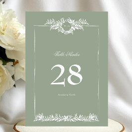 Sage Green 5 x 7 Leafath Framed Table Number