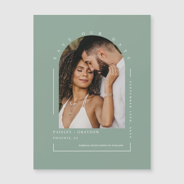 Sage Green Arch Photo Salve a Nossa Placa Magnétic (Frente)