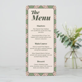Sage Green Art Deco Wedding Menu Card
