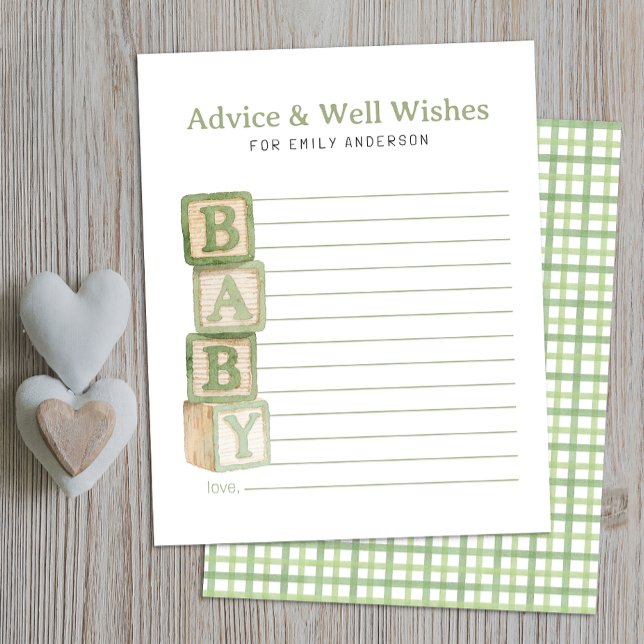 Sage Green Baby Blocks Advice & Well Wishes Card (Advice & Well Wishes)
