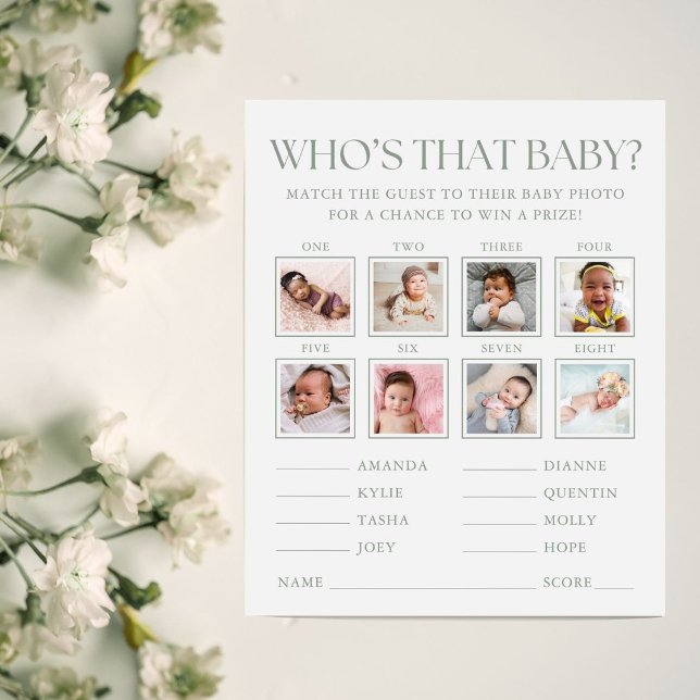 Sage Green Baby Shower Guess the Baby Photo Game (Criador carregado)