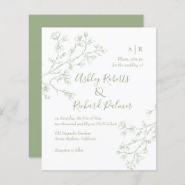 Sage green blossomes QR code convite para casament