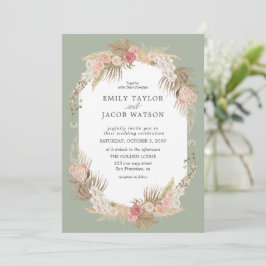 Sage Green Boho Floral Convite