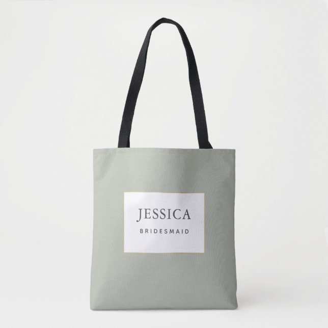 Sage Green Bridesmaid Tote Bag simples Elegante Do (Frente)