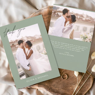 Sage Green Budget Casamento Foto Obrigado Cartões
