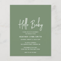 Sage Green Budget Hello Chá de fraldas Convite