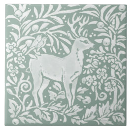 Sage Green Deer Woodland Forest William Morris