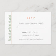 Sage Green deixa Coral Border Weding RSVP