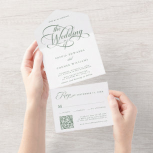 Sage Green Delicate Elegant Script Wedding