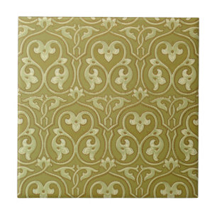 Sage Green e Dourada Art Nouveau Patterno
