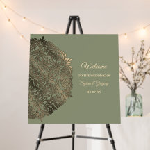 Sage Green e Dourado Casamento Bem-vindo ao Luxo E