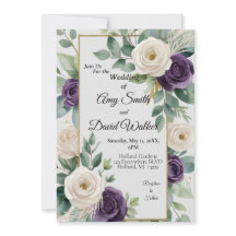 Sage Green e Purple Floral convite para o casament
