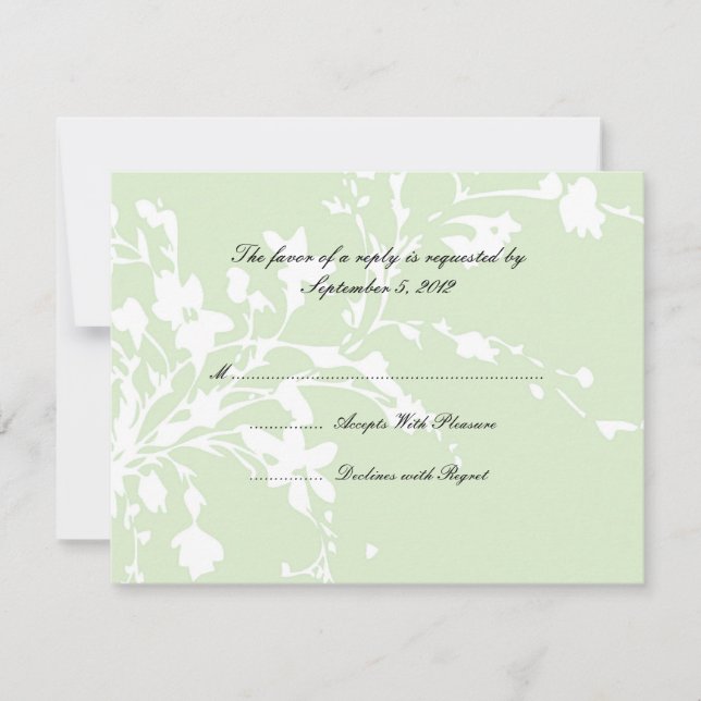 Sage Green e White Flowers RSVP (Frente)