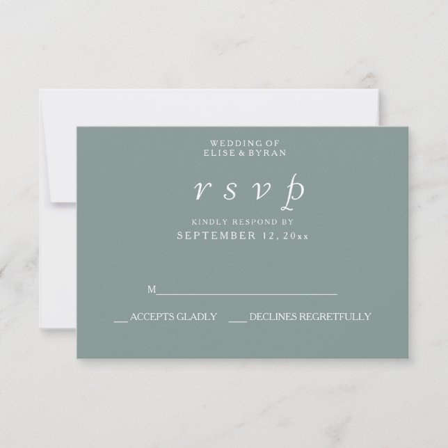 Sage Green Elegant Modern Wedding RSVP (Frente)