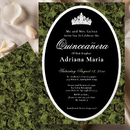 Sage Green Elegant Silver Floral Quinceanera  
