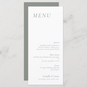 Sage Green elegant Wedding Menu