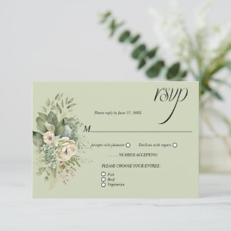 Sage Green Eucalyptus Botanical Floral RSVP |