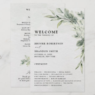 Sage Green Eucalyptus Botanical Weding Program