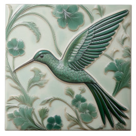 Sage green faux alivio Art Nouveau Hummingbird L