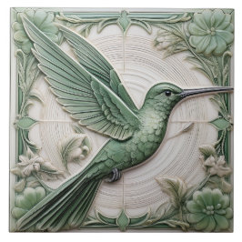 Sage green faux alivio Art Nouveau Hummingbird R