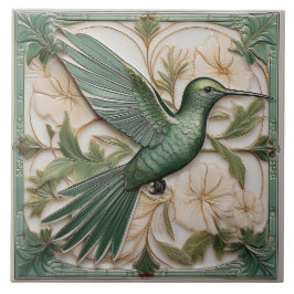Sage green faux alivio Art Nouveau Hummingbird R