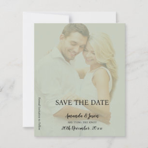 Sage Green Faux Vellum Foto Casamento Salve a Data
