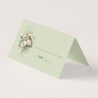 Sage Green Floral Botanical Wedding | Place Card
