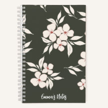 Sage green floral notebook espiral | diário